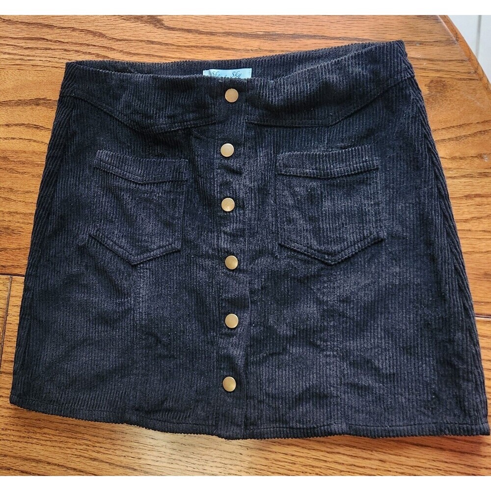 Anthropologie She & Sky Corduroy Snap Front A-Line Mini Skirt Women’s SZ L - Picture 2 of 10